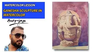 Watercolor painting of Ganesha sculpture | Watercolor tutorial with narration | Mrutyunjaya Dash