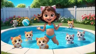 Six Little Kittens Jumping in the Pool | Fun Kitten Song for Kids | Playful Pool Adventure