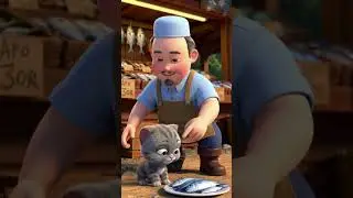 Poor kitten hungry fish adventure #shorts #aicat #kitty