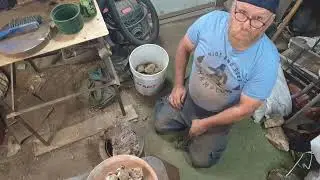 Crushing ore from some grab samples below. Historic lode mine 