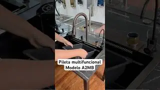 Pileta de cocina multifuncional acero inoxidable 304, color grafito, 68 x 45 cm &ndash; Modelo A2MB