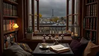 Winter Quran Radio Ambience | Cozy Room, Eiffel Tower View, Rain 4K | No Ads