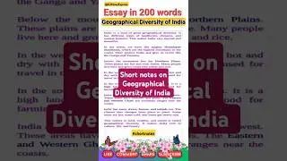 geographical diversity of india/essay in 200 words/short notes on geographical diversity of india
