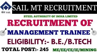 SAIL RECRUITMENT OF MANAGEMENT TRAINEE