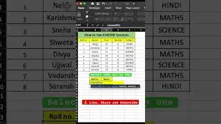 Use of CHOOSE Function in Excel ✌️ Pro tips and Tricks #shorts #excel