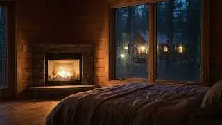 Cozy Cabin in the Rain 🌧️ Fireplace Sounds for Sleeping, Reading, Relaxation