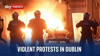 Protests in Dublin after three children stabbed outside primary school