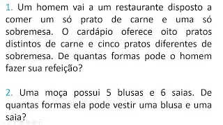 QUESTÕES 1 e 2 | Princípio Fundamental da Contagem.