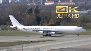 (4K) Airbus A340-313X Hi Fly Malta 9H-TQY departure at Munich Airport MUC EDDM