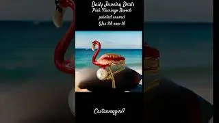 PINK FLAMINGO BROOCH painted enamel Goldtone gift box #jewelry #brooch