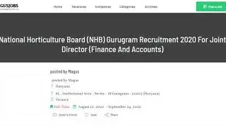 National Horticulture Board Gurugram Recruitment 2020 | NHB | Haryana Jobs | Government Jobs