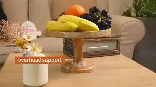 Rustic Round Wood Cake Stands, Brown Cupcake Pedestal Stand 9 Inch Dessert Display Riser Footed Wood