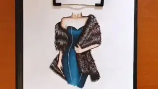 تصميم أزياء رسم خامة الفرو fur texture drawing