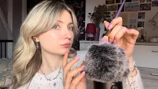 ASMR| tingly trigger words (with mic fluff)| mic brushing