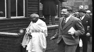 Newsreel 'Gandhi visits textile workers! Little leader inspects district affected...HD Stock Footage