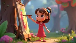 Mia and the Magic Paintbrush🥢#disney #story #قصص #animalstory #animation #english #englishlearning