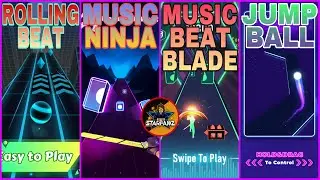 RollingBeat-Unity VS MusicNinja-Crown VS MusicBeatBlade-HidingInTheBlue VS JumpBall-SaveMe | EDMRush