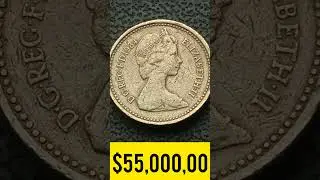 Эта редкая монета достоинством один фунт стерлингов 1984 года была продана за 55 000 долларов. #м...