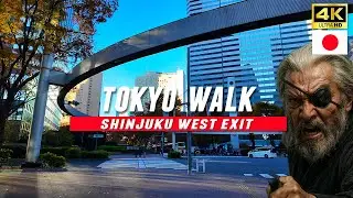 Japan travel / Shinjuku West Exit Walk to Kumano Shrine via Autumn Central Park , Tokyo / 4K UHD