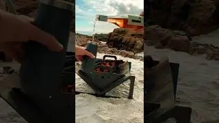 Seaside braai with Vlam fire pit & @donkeylongtong #braai #bbq #southafrica #outdoors #firecooking