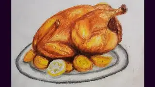How to draw chicken roast dinner tutorial #howto #drawing #chicken #oilpastel #tutorial 