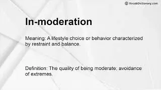 In-moderation Meaning
