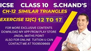 Ch-12 Similar Triangles Ex-12(C) Q. No.12-17 From S. Chand's For ICSE Class 10 @jindalmathspoint