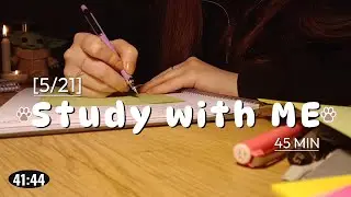 Day 5/21 | Study With Me 45 Min | Cozy Fireplace Sound