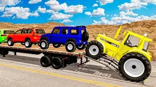 Flatbed Truck Mcqueen | Transportation with Truck - Pothole vs Car #6 - BeamNG.Drive