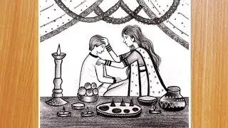 Рисование брата и сестры: лёгкий рисунок bhai dooj / лёгкий рисунок для начинающих | bhai dooj