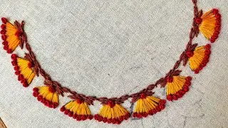 Kurtas Neckline Hand Embroidery Tutorial Design | Round Neck Embroidery Design |