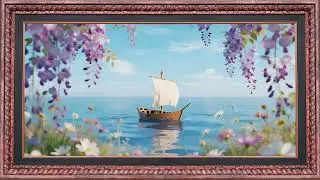Floating Boat Painting Frame | Zinc Framed Art Screensaver | Digital Frame Art Gallery