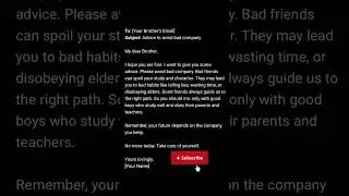 email to your younger brother advising him to avoid bad company