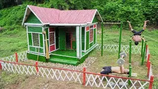 Build Modern Bamboo House With Ancient Gym Workout - Primitive Survival