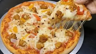 Chicken Cheese Pizza Recipe | कढ़ाई में पिज्ज़ा बनाने कातरीका | Pizza Reciple| PizzaBase HKI Kitchen