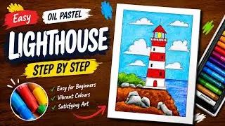 EASY Lighthouse Drawing Tutorial for Beginners! Simple Scenery with Rocks and Ocean (Step-by-Step)