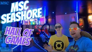 Hall of Games Arcade Full Tour MSC Seashore Review VR Bikes, Formula 1 Racing, 4D Theater