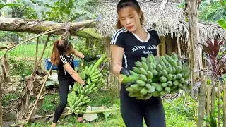 Alone Building a Log Cabin Kitchen | Selling Bananas to Support My Children