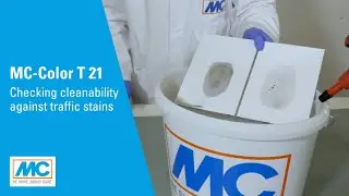 MC Color T 21 vs Conventional acrylate coating: Checking cleanability against traffic stains