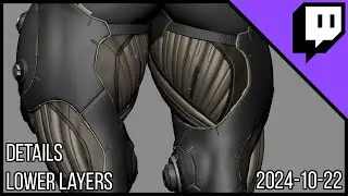 3D Character Sculpting - Marco Plouffe's Twitch Stream of 2024-10-22 - Details of Lower Layers