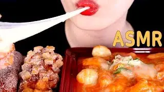 ASMR Cheesy&Spicy  Tteokbokki+Corn dog eating sounds MUKBANG 바른 치즈떡볶이+명랑핫도그 먹방 咀嚼音辛いチーズトッポッキとチーズドッグ