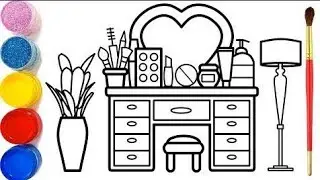 Colorful Vanity Table Coloring | Cute Makeup Table Drawing for Kids 🎨💄