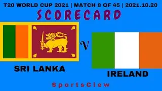 Sri Lanka Vs Ireland T20 Scorecard | IC T20 Men's World cup 2021 | match 8 of 45 | 20 Oct 2021 |