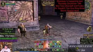 Poteen OBowen playing LOTRO, *ANGMAR* MINSTREL (blue/red line) getting to lvl 60