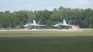 2 F-18 Super Hornets take off & unrestricted climb!