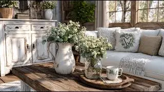 Rustic Farmhouse Spring Decor Ideas with Vintage Texture and Fresh Greenery!