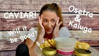 Trying expensive CAVIAR for the first time! Osetra & Kaluga + Cr&egrave;me Fra&icirc;che & homemade Blinis (ASMR)