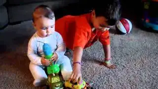 Jackson Gruber Sitting up and Playing with Riley Gruber