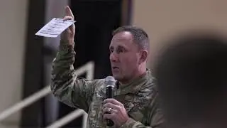 Chief Warrant Officer 5 Hal Griffin III holds Town Hall