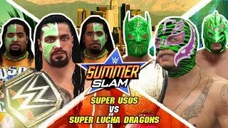 WWE 2K Mods - Super Luchas vs Super Usos (Roman Reigns & The Uso's vs Rey Mysterio & Luchas)